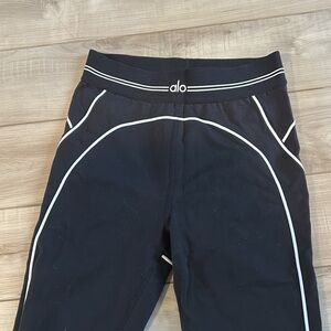 Alo Black Leggings with White Accents